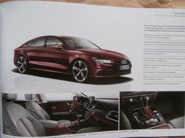 Audi A7 +S7 (Typ 4G) 3.0tdi ultra quattro +competition +4.0tfsi Prospekt April 2016 NEU