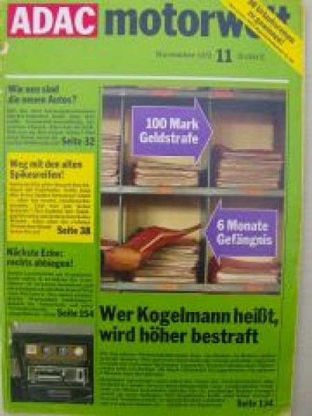 ADAC motorwelt November 1972 Polski Fiat 125p,Audi 100