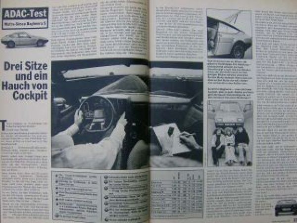 ADAC motorwelt Dezember 1976 Simca Bagheera