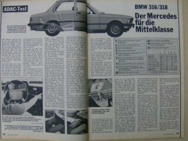 ADAC motorwelt September 1975 BMW 316 E21, 520i E12