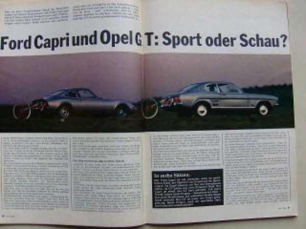 ADAC motorwelt Mai 1969 Opel GT gegen Ford Capri,Fiat 130