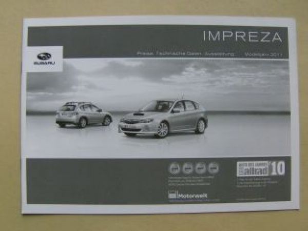 Subaru Impreza Preisliste Juli 2010