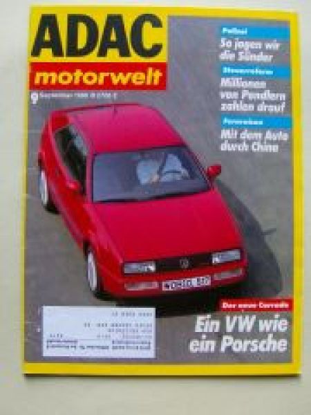 ADAC motorwelt September 1988 VW Corrado, Colt, Lancer,Vectra A