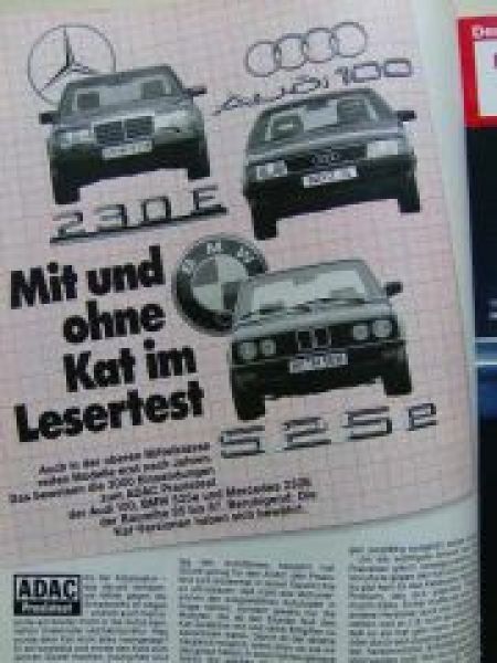 ADAC motorwelt Juni 1988 BMW 525e E28, 230E W124,Audi 100