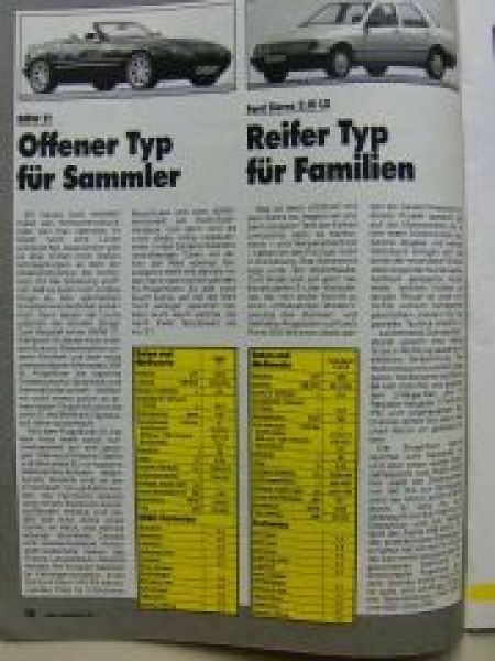 ADAC motorwelt August 1989 BMW Z1, Ford Sierra 2.0i, Peugeot 309