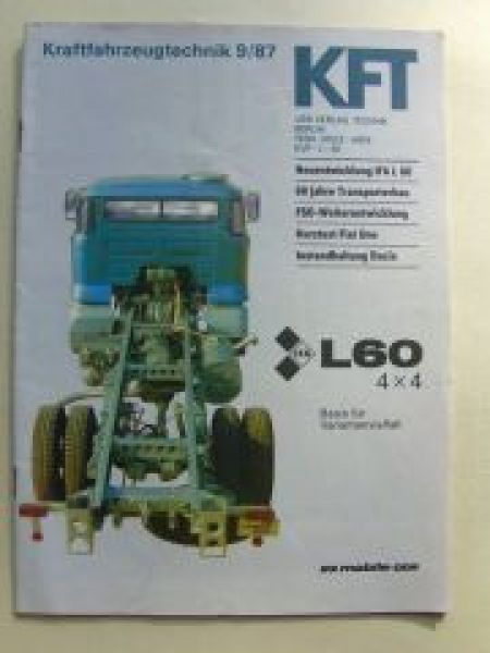 KFT 9/1987 IFA L60 4x4,  Audi 80/90 +Kat, FSO, VW Passat 32B