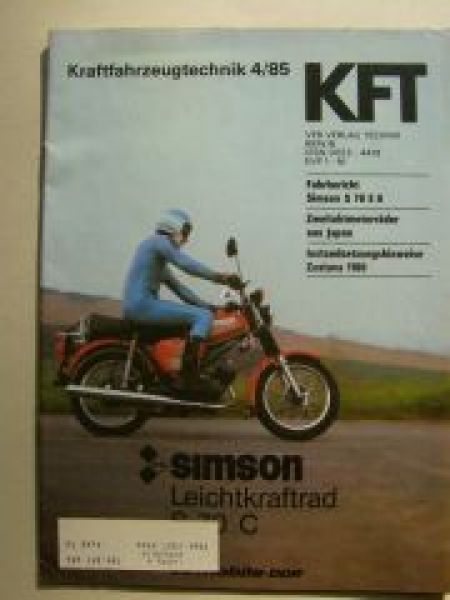 KFT 4/1985 Simson S70 E2, MZ ETZ 250F, Fiat Panda,Posche 944