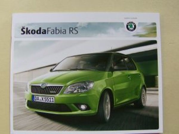 Skoda Fabia RS Prospekt August 2010 NEU Typ 5J