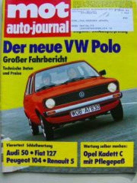 mot 6/1975 VW Polo, Opel Kadett C,Escort RS,Bitter Diplomat CD