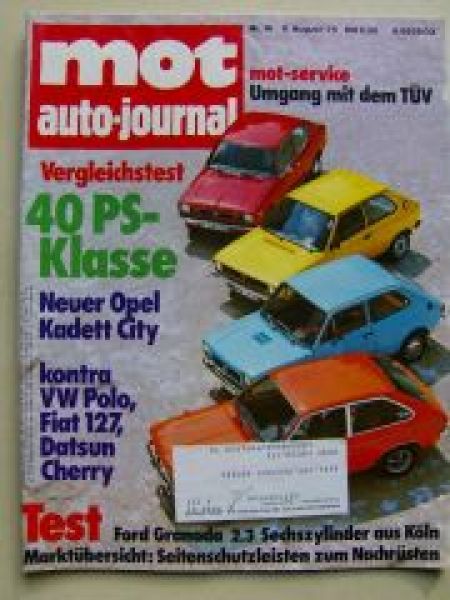 mot 16/1975 Vergleich: Kadett City vs. Polo vs. Fiat 127 vs.Dats