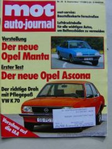 mot 18/1975 Opel Manta, Ascona,Dauertest Mercedes 230/4