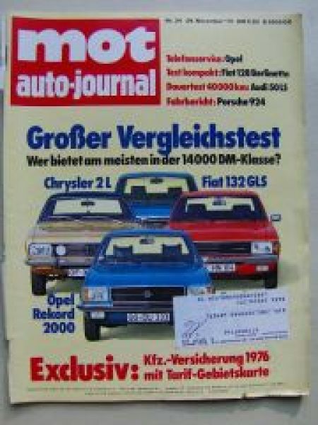 mot 24/1975 Vergleich Chrysler 2L vs. Fiat 132GLS vs. Rekord D