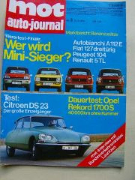 mot 3/1973 Citroen DS23, Dauertest: Opel Rekord D 1700S,R12 TS