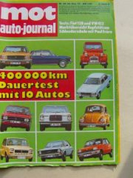 mot 26/1973 Fiat 128, VW 412, Dauertest mit 10 Autos