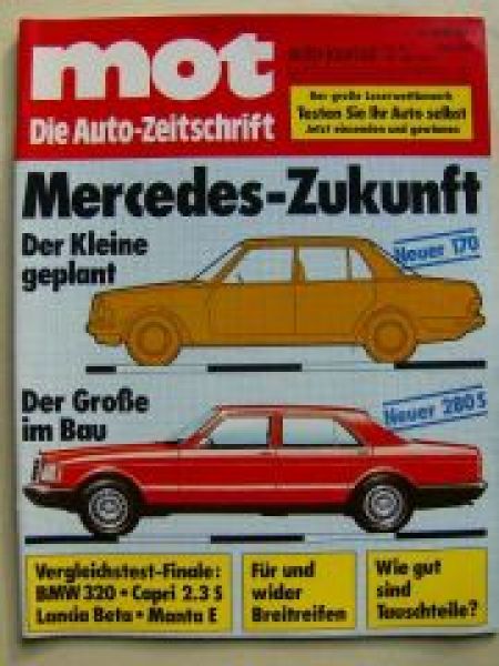 mot 15/1977 BMW 320 E21 vs. Capri 2.3S vs. Beta 2000 Coupe vs. Manta E Vergleich 2.Teil,Rover 3500 ohne Pflegepaß.