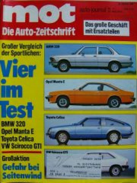 mot 11/1978 Vergleich BMW 320 E21 vs. Manta E vs. Celica vs. Sci