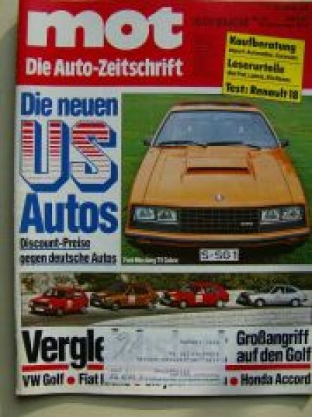 mot 23/1978 Ford Mustang T5 Cobra, Renault 18, Vergleich