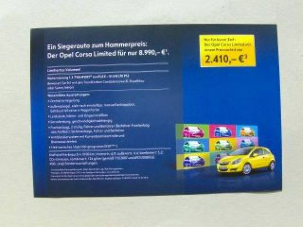 Opel Corsa D Limited Flyer +Preise August 2010 NEU