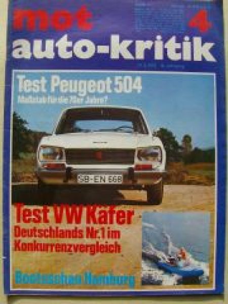 mot auto-kritik 4/1970 Peugeot 504, VW Käfer +Konkurrenz