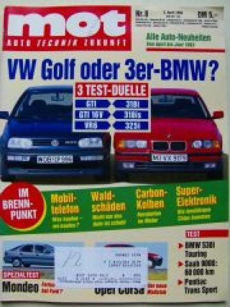 mot 8/1993 BMW 530i E34 Touring, Dauertest: Saab 9000