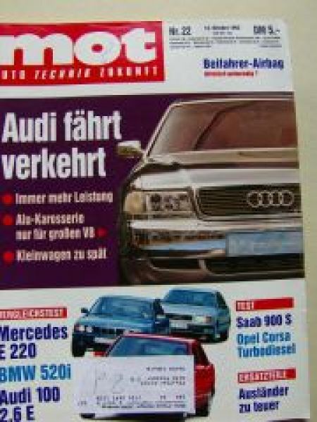 mot 22/1993 Vergleich Mercedes E220 W124 vs. BMW 520i E34
