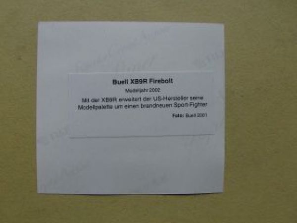 Buell XB9R Firebolt Pressefoto 2001