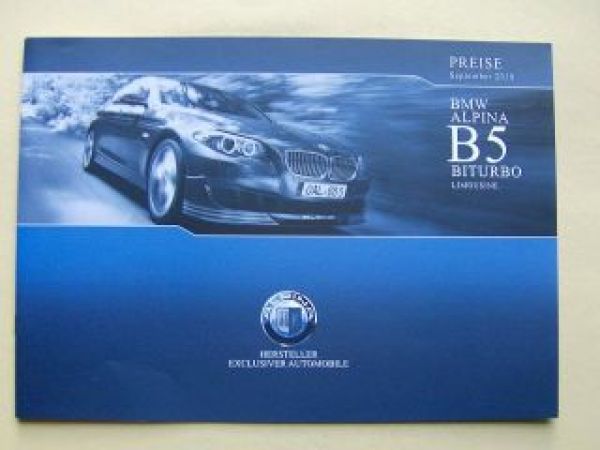 Alpina B5 Biturbo Limousine F10 September 2010 NEU +Preisliste