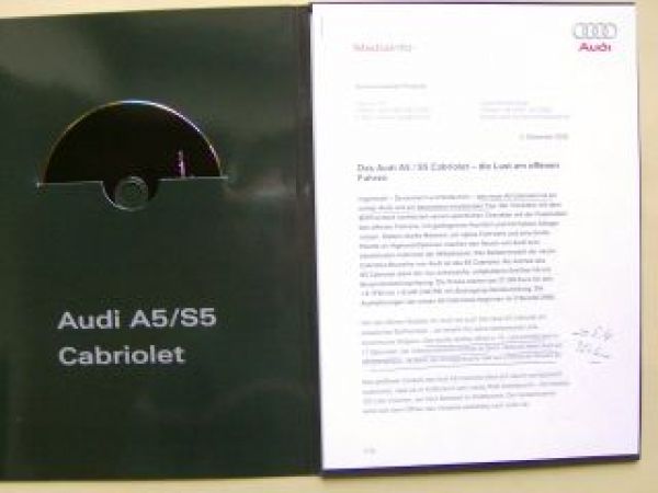 Audi A5/S5 Cabriolet Pressemappe +CD Dezember 2008 AU485