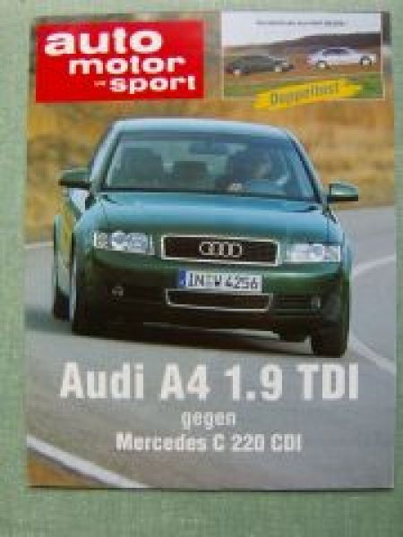 AMS 8/2001 Audi A4 1.9TDi gegen Mercedes C220 CDI W202