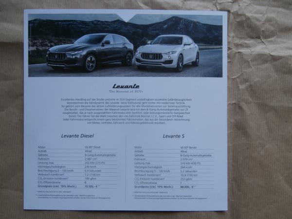 Maserati Levante Diesel +S Prospektblatt +Preis +Technische Daten
