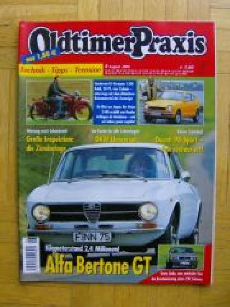 Oldtimer Praxis 8/2004 Alfa Bertone GT, VW Scirocco, DKW Univers