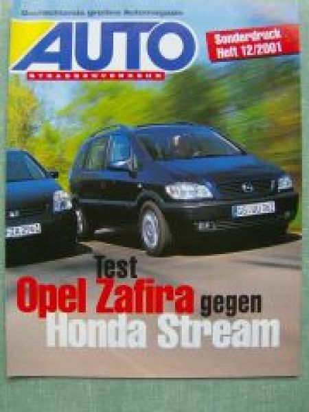 Auto Straßenverkehr 12/2001 Opel Zafira gegen Honda Stream