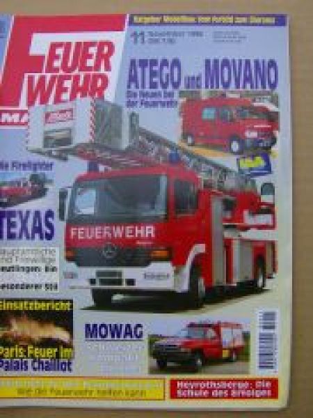 Feuerwehr Magazin 11/1998 Atego, Movano, Firefighter aus Texas,M