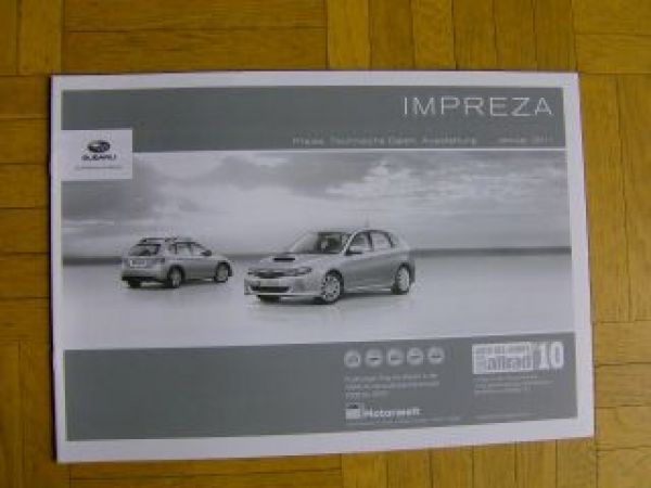 Subaru Impreza Prospekt Juni 2010 +Preisliste 2011 NEU