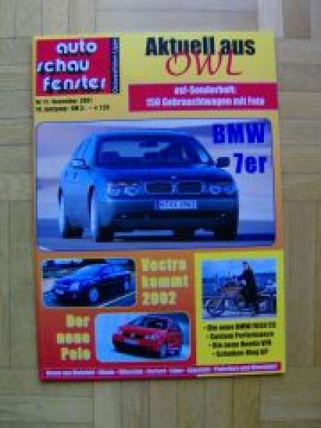auto schau fenster 11/2001 BMW 7er E65,Polo 9N, F650CS