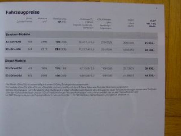 BMW X3xDrive 28i 35i 20d 30d F25 April 2011 NEU