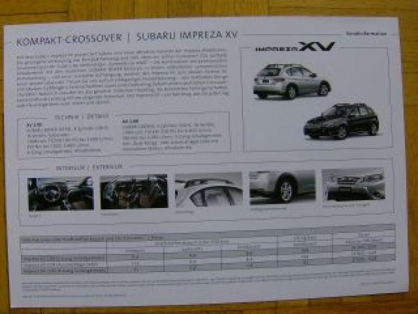 Subaru Impreza XV Prospektblatt Mai 2010 NEU