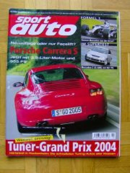 sport auto 7/2004 Mercedes C55 AMG, Porsche Carrera S