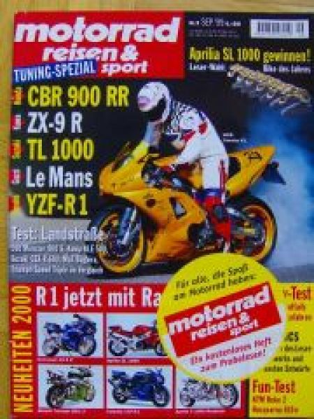 motorrad reisen und sport 9/1999 CBR 900RR,ZX-9R,TL 1000,YZF-R1