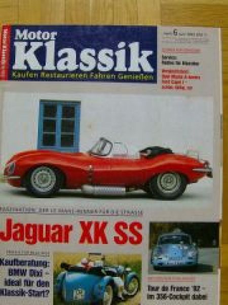 Motor Klassik 6/1992 Jaguar XK SS, BMW Dixi, Manta A vs. Capri I