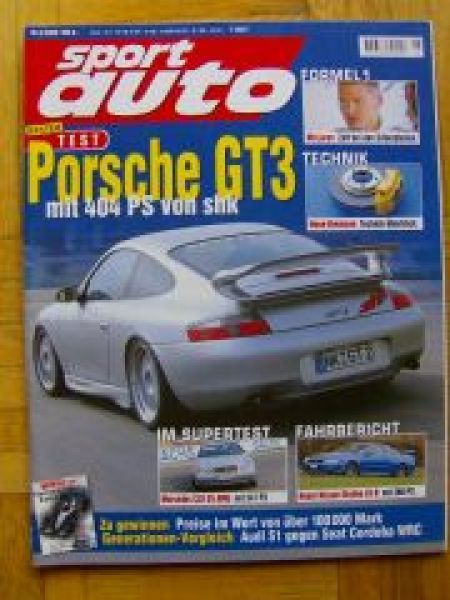 sport auto 5/2000 Nissan Skyline GT-R, CLK55 AMG W208, 911 GT3