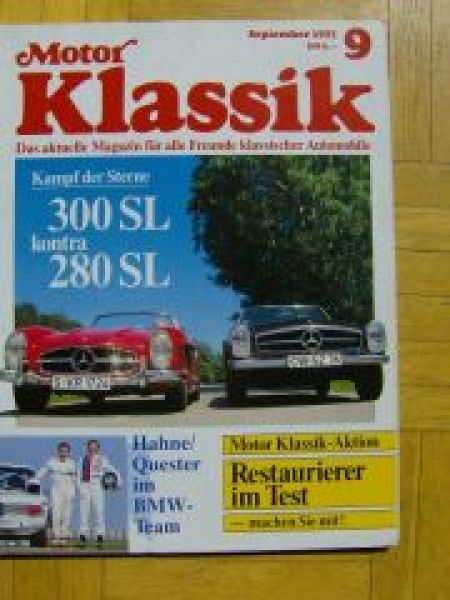 Motor Klassik 9/1991 Mercedes 300SL vs. 280SL Pagode,Ginetta G4