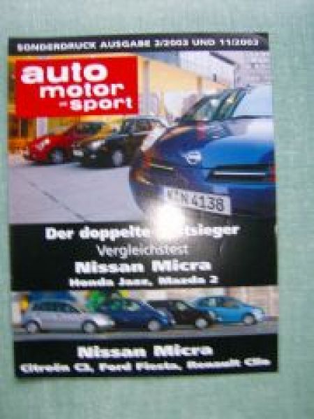 AMS 2/2003 +11/2003 Nissan Micra gegen Jazz Mazda 2 C3 Fiesta un