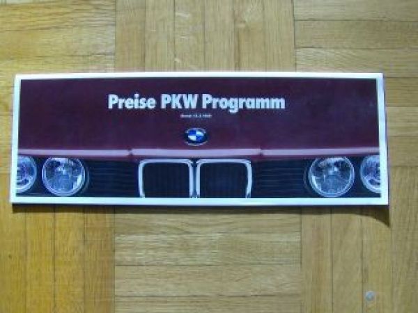BMW Preisliste 2/1989 E30 +Cabrio +M3 +E34 +M5 E32 E24