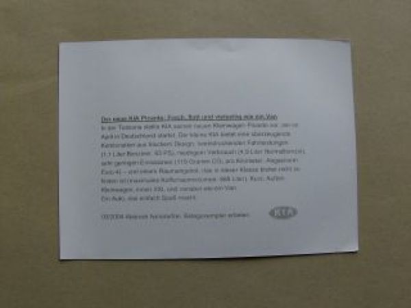 Kia Picanto Pressebilder März 2004 Rarität