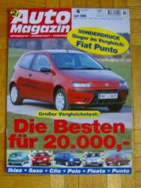 Auto Magazin 6/2000 Sieger Fiat Punto gegen Ibiza Saxo Polo Fies