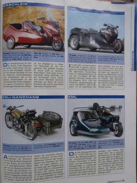 Motorrad Katalog 2001 356 Seiten alle Marken 680 Modelle alle mit Bild Sportler,Tourer,Chopper,Cruiser