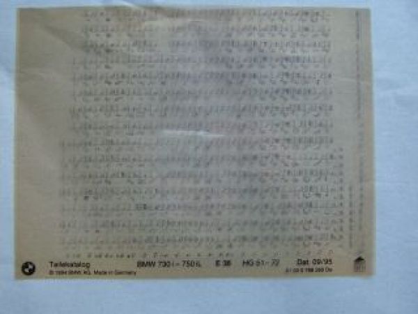 Teilekatalog 730i-750iL E38 HG 51-72 September 1995