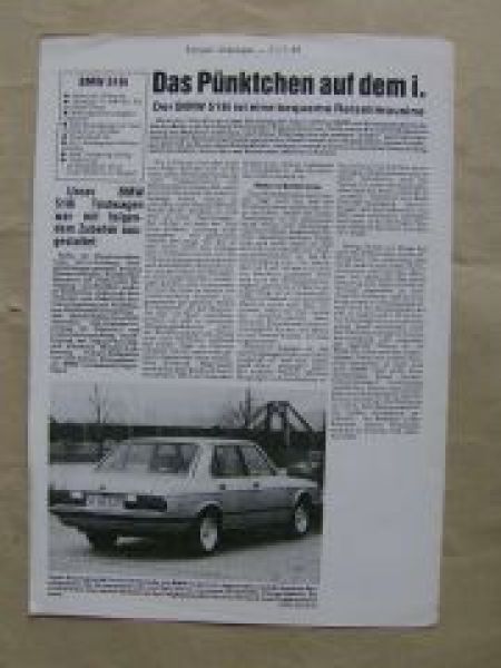 BMW 518i E28 Test Rieser Anzeiger 31.7.1985