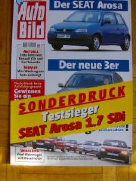 Auto Bild 5/1998 Seat Arosa 1.7SDi gegen Fiesta Saxo Peugeot 106